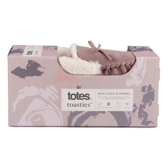 totes toasties® Ladies Velour Moccasin Slippers Mink Extra Image 7